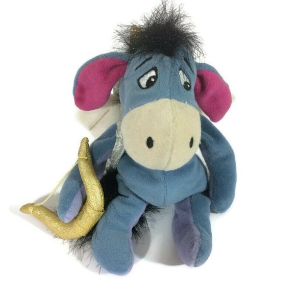 Walt Disney Company Cupid Eeyore Beanie Plush Valentine Bow Stuffed Animal 9" - Picture 1 of 9